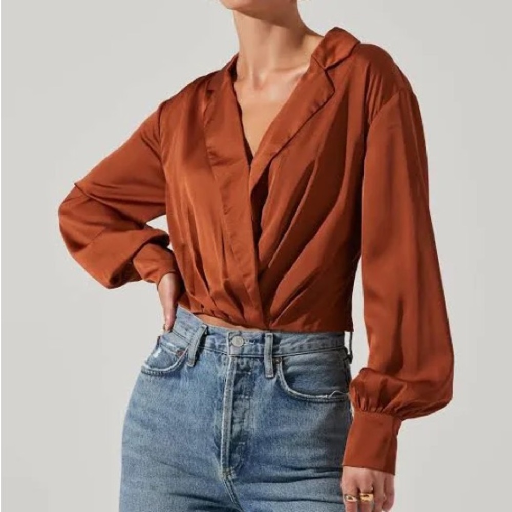 Revolve | ASTR the Label Marietta Satin Surplice Blouse / Top
